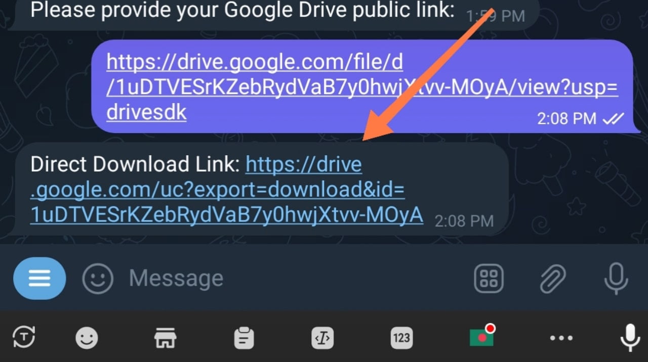 Google Drive Direct Download Link With Telegram Bot